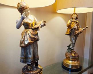 Pair Vintage Chaulkware Figural Table Lamps bid #9