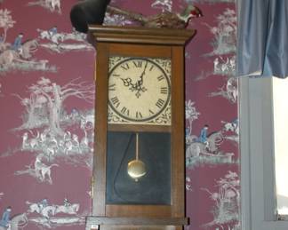 Wood Wall Clock Horn Duck