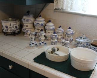 Blue White Canister Set, Bowls