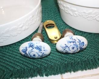 Blue White Vintage Door Knobs
