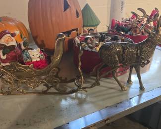 Brass Santa and Sleigh & Santa