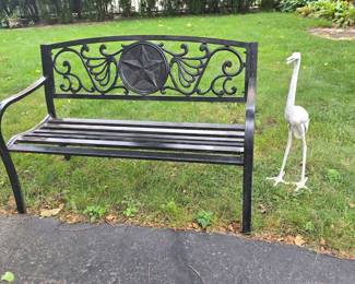 Metal Black Garden Bench & Crane