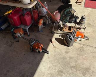 Gas cans and chainsaws