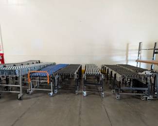 Flex Skate Wheel Conveyors 7 ft to 300-350 inch spans. NestaFlex, BestFlex, ULINE, Global Industrial