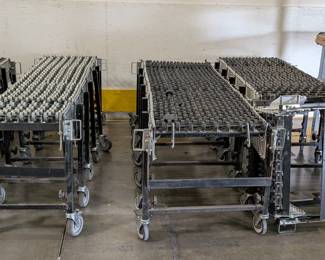 Flex Skate Wheel Conveyors 7 ft to 300-350 inch spans. NestaFlex, BestFlex, ULINE, Global Industrial