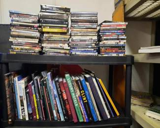 Some of the CDs, VHS, books and DVDs in the "dollar store"