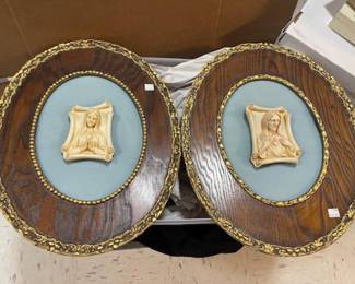 Antique frames with vintage plaques