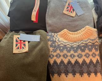 NWT sweaters by Celtic & Co. and others.