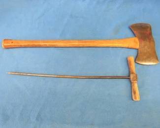 Lot 55. Double-bit ax and a T-handle spike