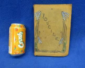 Lot 297. Lucile by Owen Meredith. Leather-bound with a hand-painted illustration on the cover