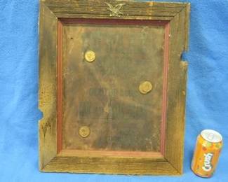 Lot 340. Framed wanted poster for Sam and Belle Starr. Includes four Presidential tokens. Unknown age.