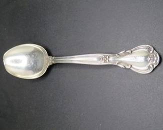 Lot 31. Sterling Silver soup spoon weighing 49 grams with an engraved B in the handle
