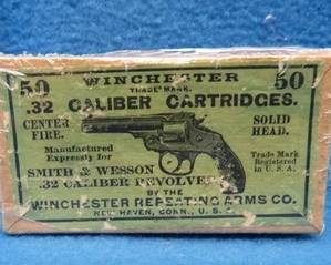 Lot 303. Vintage Winchester .32 Smith & Wesson. Owner wrapped box indicates there are 15 rounds. Box is in very good condition.