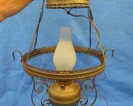 Lot 275. Electrified hanging Rayo kerosene lantern. Needs an end for the plug.