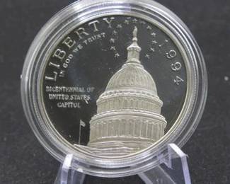 Lot 248. 1994 Capitol proof 90% Silver Dollar