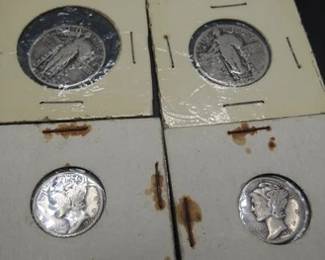 Lot 103. Two Standing Liberty Quarters 1926 P and 1929 P and two Mercury Dimes 1936 P and 1935 P