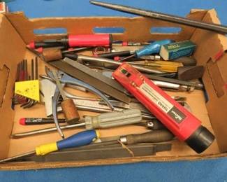 Lot 121. Tools including screwdrivers, wrenches, a Reichert hand refractometer, and more