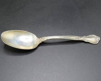 Lot 35. Sterling Silver soup spoon weighing 49 grams with an engraved B in the handle