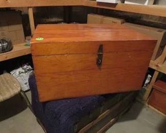 Lot 162. Wooden storage box 28"W x 15"H x 19"D