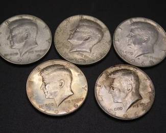 Lot 246. Five Kennedy 40% Silver Half Dollars