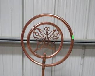 Lot 192. Copper butterfly spinning yard sprinkler. 42"