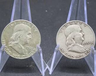 Lot 102. Two Franklin Half Dollar coins 1954 D and 1963 D