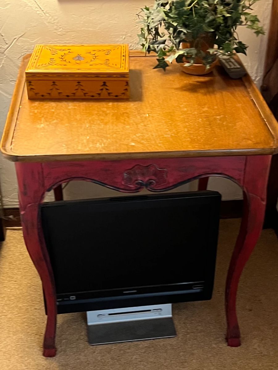 French side table with drawer. 24x24x25 tall.