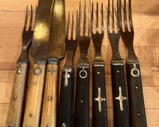 1850's Civil war forks and knives. (11 pieces)