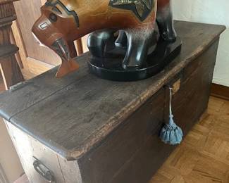 "Ursa Minor" Bronze by Gene and Rebecca Tobey. $12,700. Excellent condition. Blanket chest. 16" x 39.5" x20.