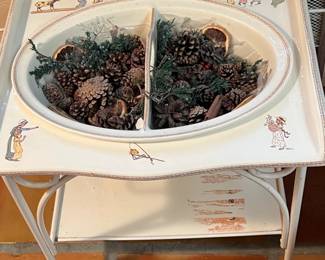 Antique French Sarregumines; child/dolls basin & wash stand.