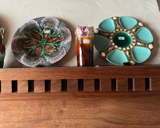 Majolica oyster plates from the collection.