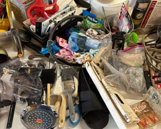 So many tools, building supplies, dog items, outdoor products