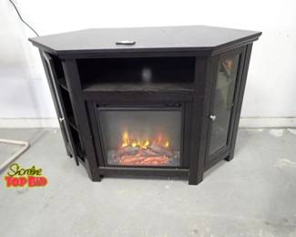 Portable Electric Fireplace Heater with Remote, TV Stand with 2 Display Sides
