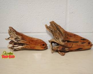 Rare Signed Brent Freed Original Driftwood Fish Carvings
