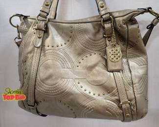 Authentic Coach Embossed Studded Leather Alex Satchel Handbag