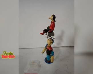Vintage Lineman Popeye Juggling Olive Oyl Mechanical Tin WindUp Toy, NonWorking