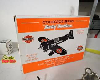 Harley Davidson Diecast Metal Coin Bank 1929 Travel Air Model R Mystery Ship Bank