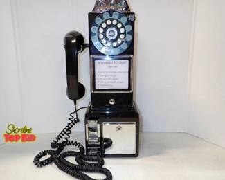 Crosley 1950s Style Classic Pay Phone, Black