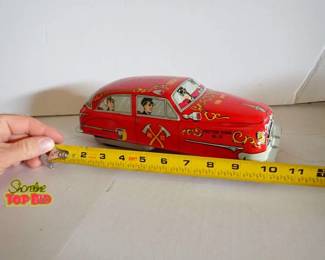 Friction Powered Tin Toy No. 57 Fire Dept Made in USA by Metal Products Inc. Lupor New York