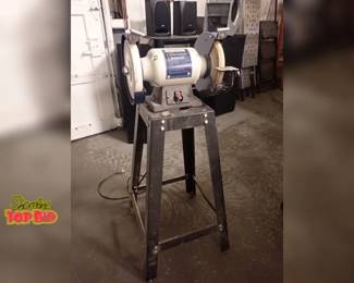 Rikon Low Speed 8 inch Bench Grinder on Stand, Very Quiet Unit Working