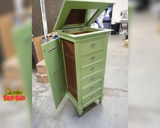 6 Drawer Jewelry Chest with Side Door Flip Top Mirror Lid