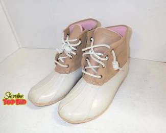 Sperry Tan Cream Womens Duck Boots, Size 7 Gently Used