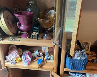 needlepoint, crewel, dolls, vases