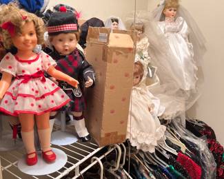 Ceramic Collectible dolls. Princess Kate, Princess Diana. Shirley Temple, Scottish boy with bagpipes, Scottish girl, ceramic baby doll