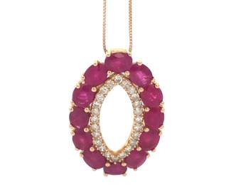 Ruby and Diamond Pendant Necklace