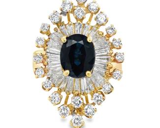 Diamond Accented Sapphire Statement Ring