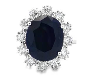 Sapphire Diamond Halo Ring