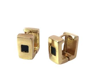 Geometric Square Onyx Huggie Earrings