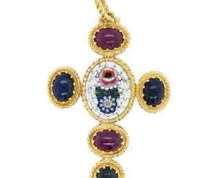 Tagliamonte Micro-mosaic Cross Pendant - Certified