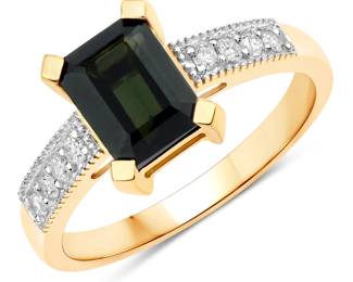 Green Tourmaline and Diamond Ring